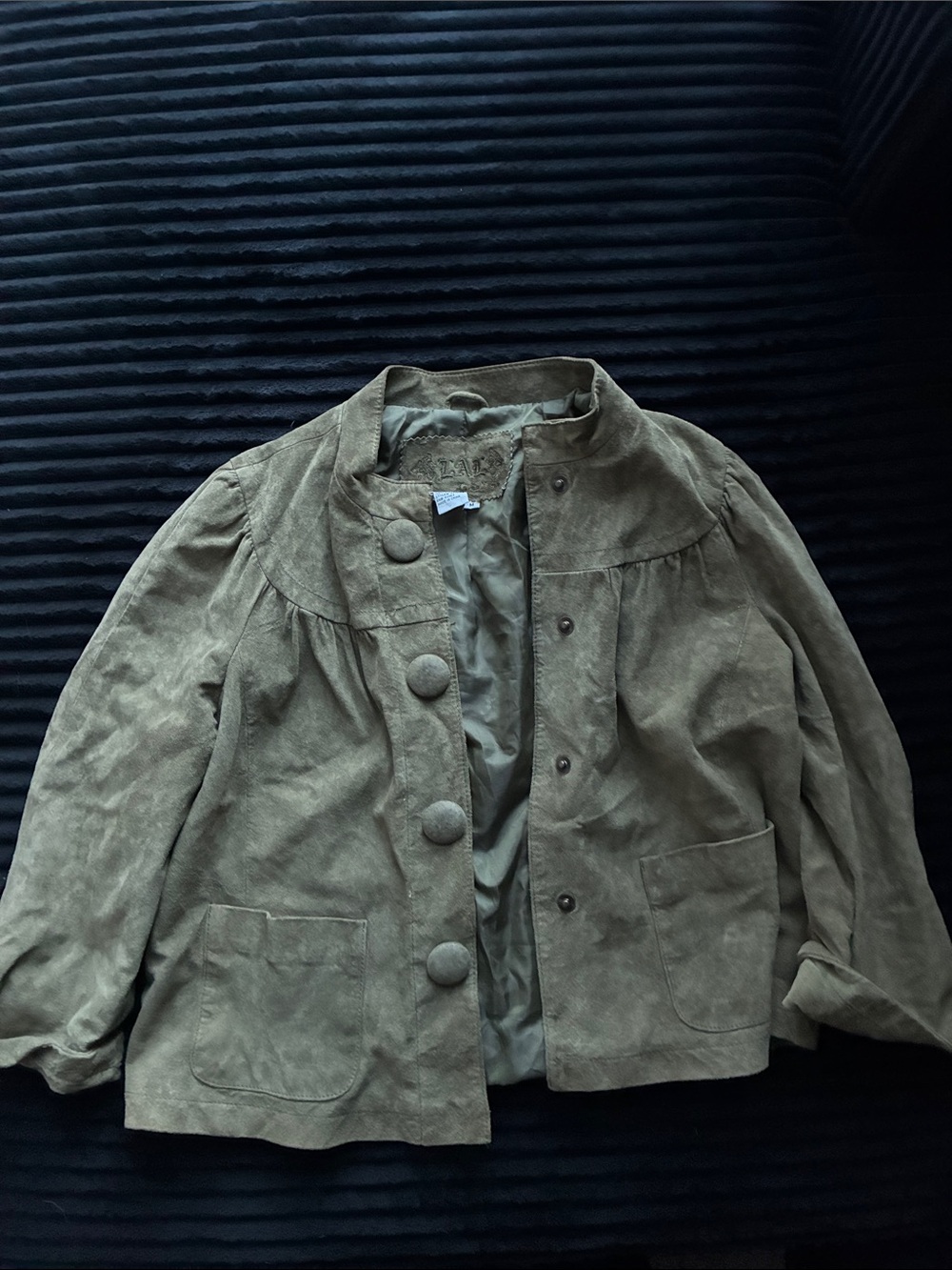 Olive Green Women's Suede Button Front Jacket